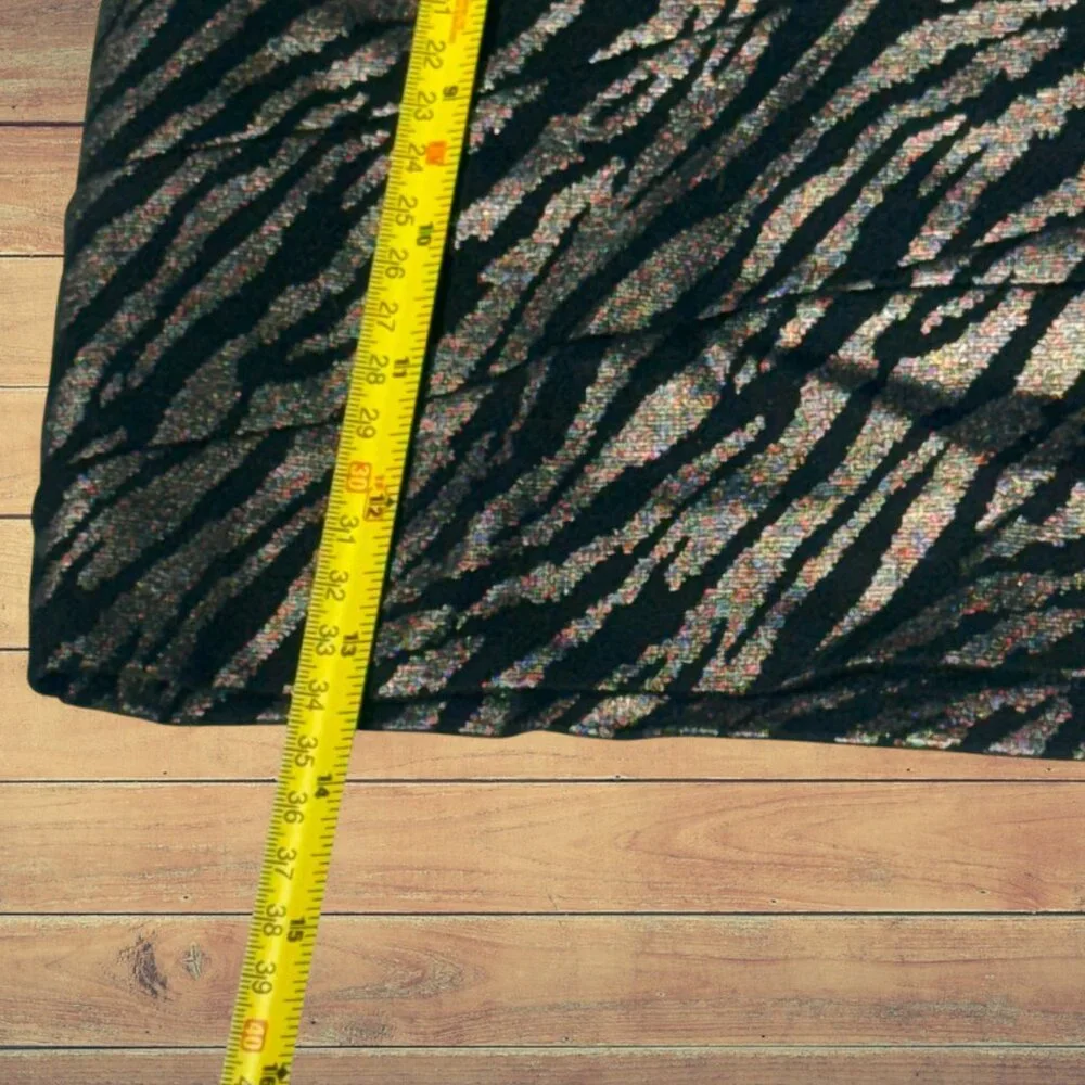 Express Metallic Zebra Print Black & Gold Mini Skirt Size 2
